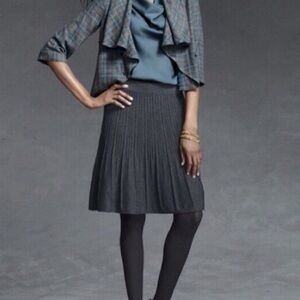 Cabi Vogue Ribbed Cotton Knit Sweater Skirt - Dark Gray Size S